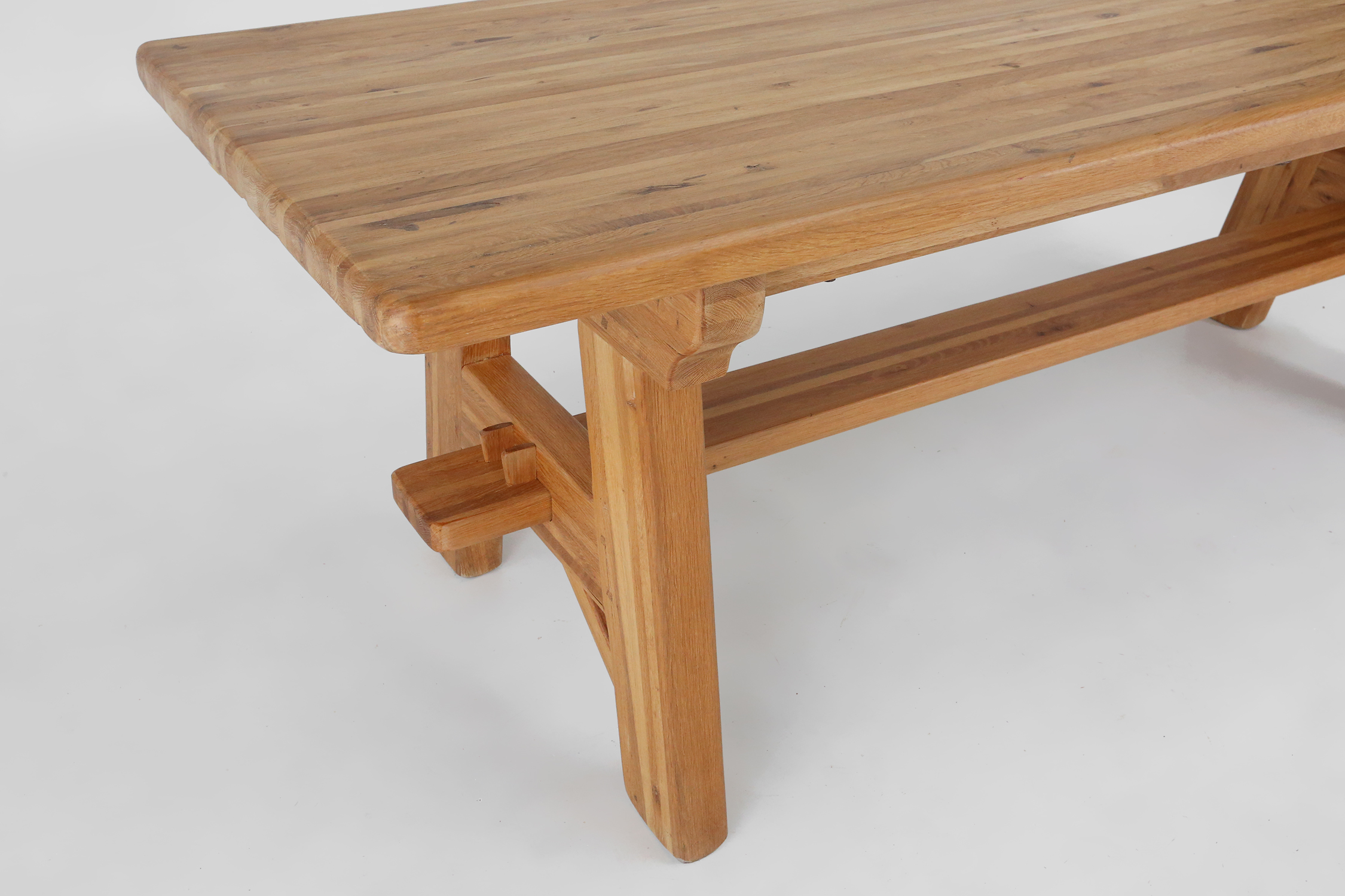 Mid-century brutalist dining table in solid oak, France ca. 1960thumbnail